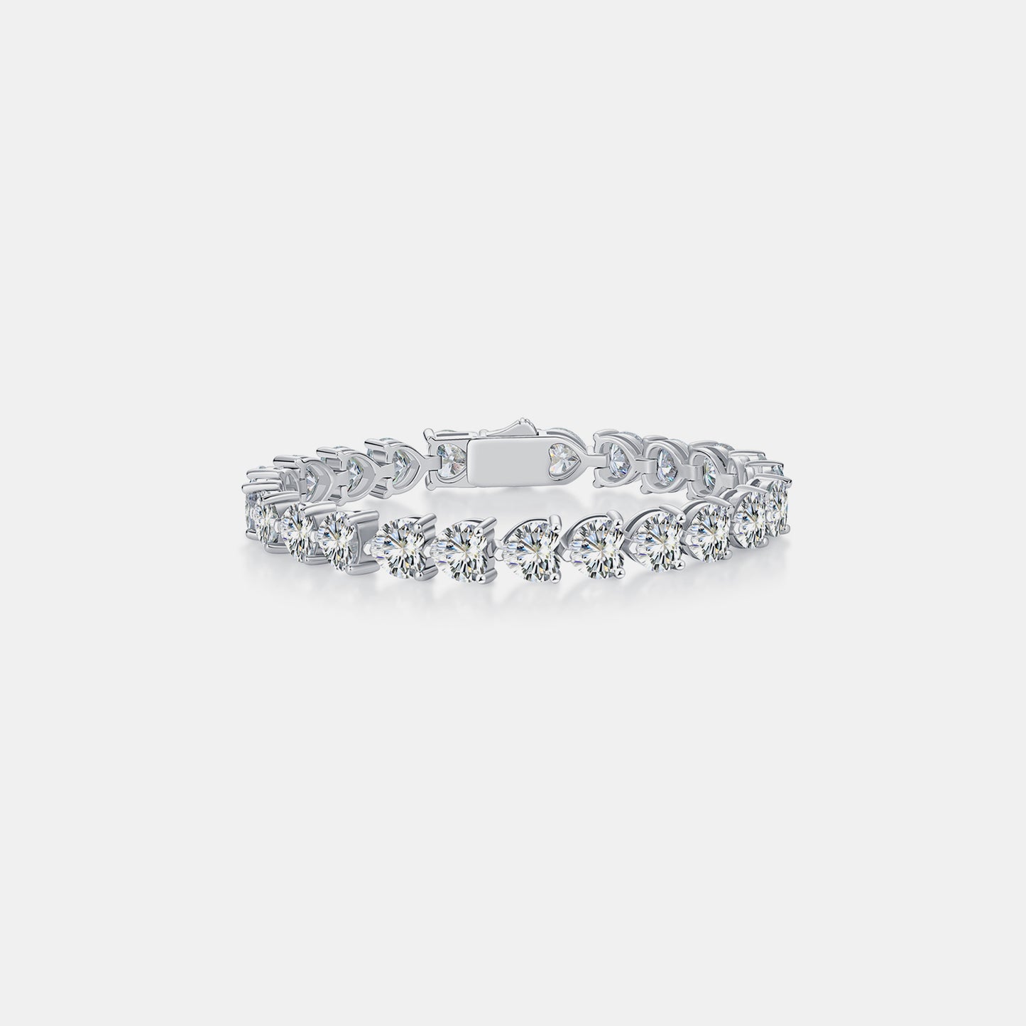 Bracelet cœur en argent sterling 925 avec moissanite 24 carats