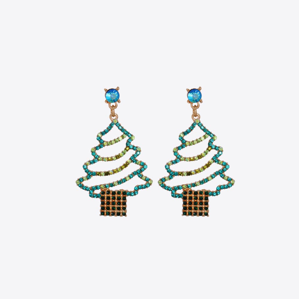 Boucles d'oreilles sapin de Noël en alliage strass