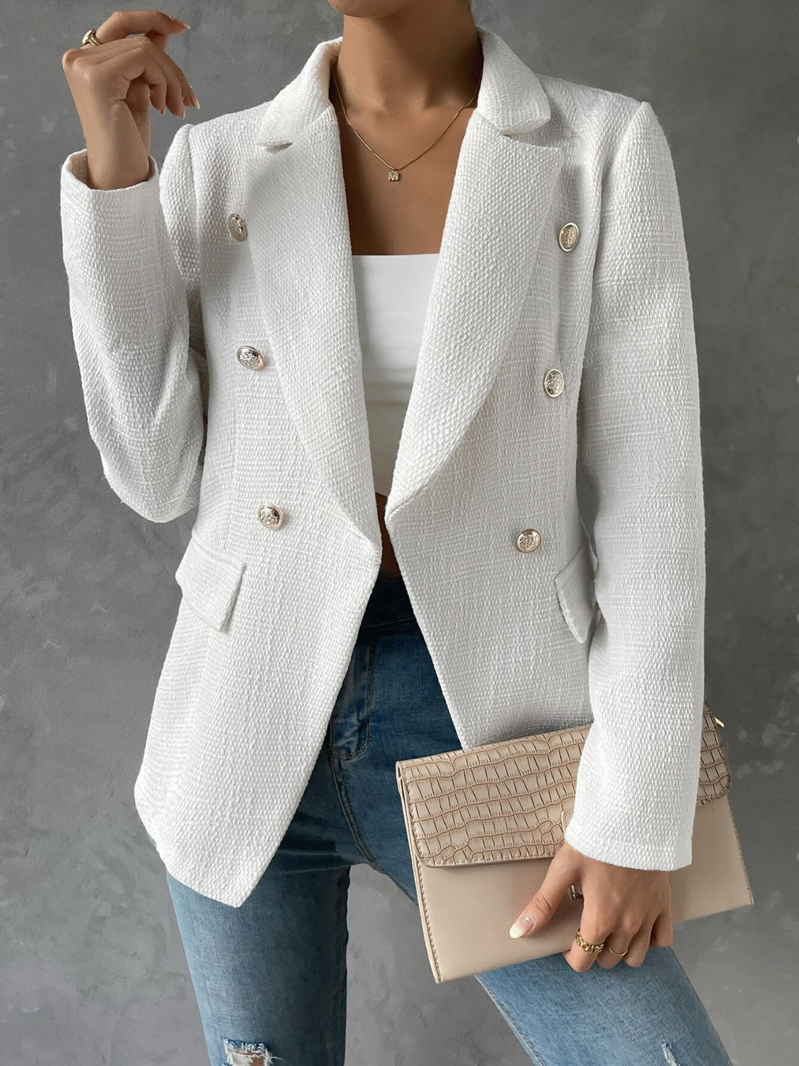 Blazer à manches longues avec col à revers et poches