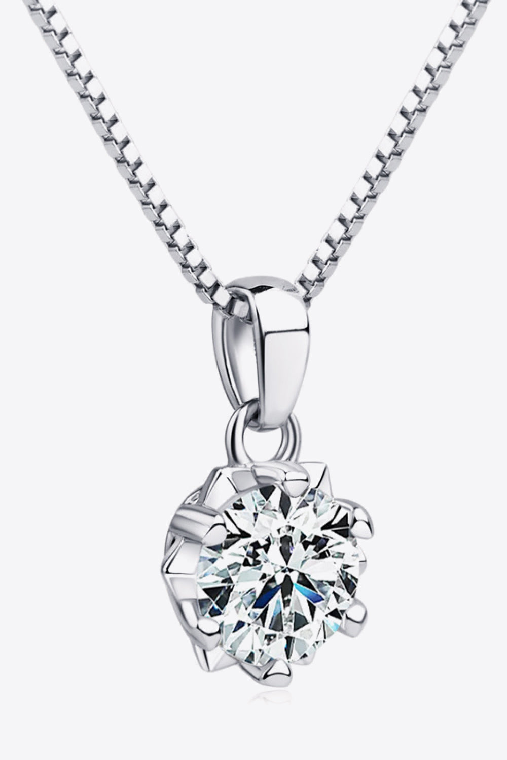 Collier avec pendentif en moissanite de 1 carat plaqué platine