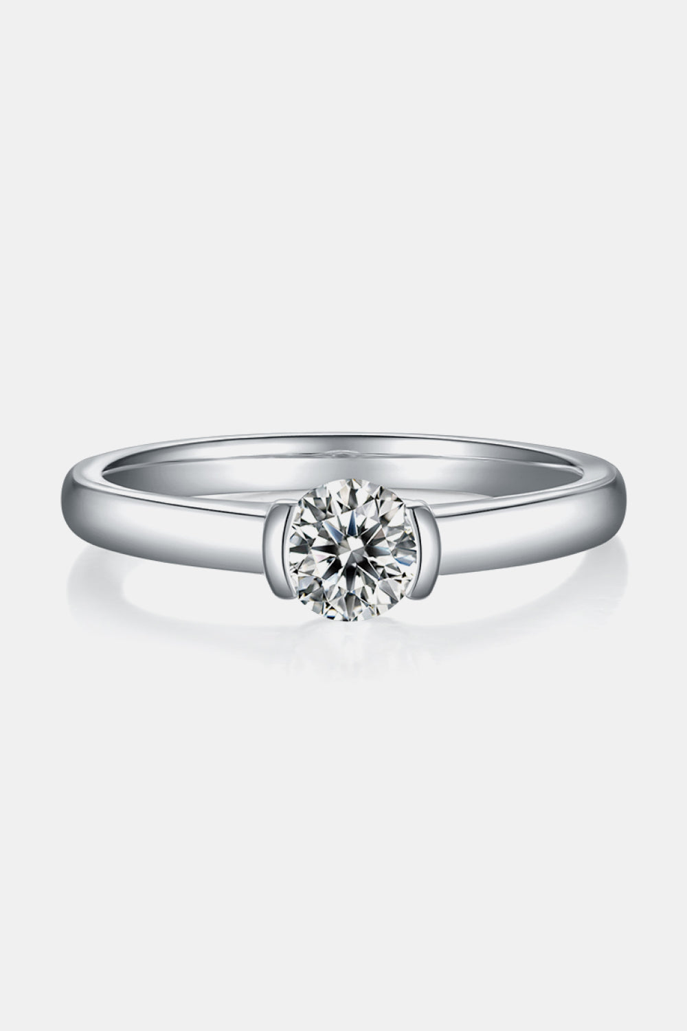 Bague solitaire en argent sterling 925 avec moissanite