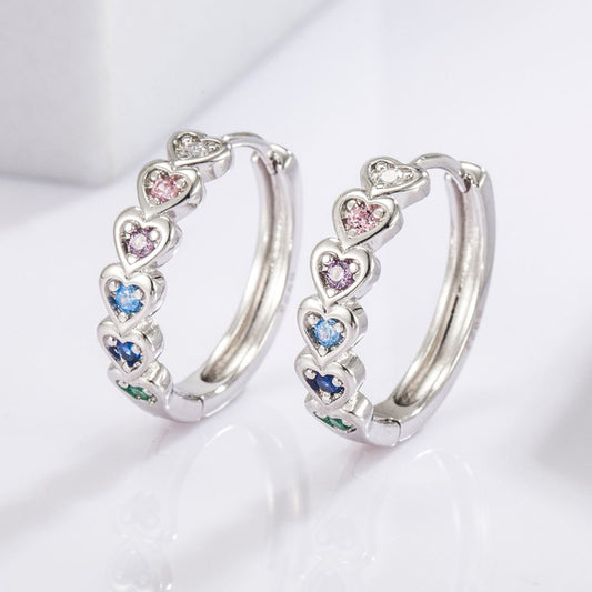 Boucles d'oreilles créoles en argent sterling 925 avec zircons incrustés