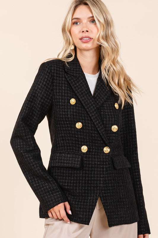 Blazer croisé à manches longues et à carreaux texturés de Mittoshop 