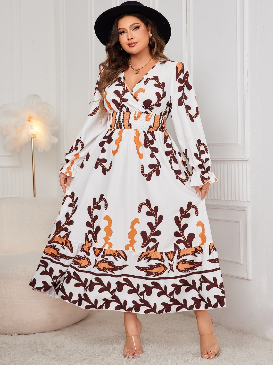 Robe à volants et surplis imprimée grande taille Honey