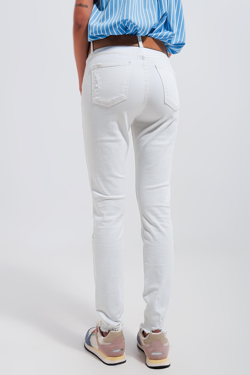 Jean skinny taille haute en blanc