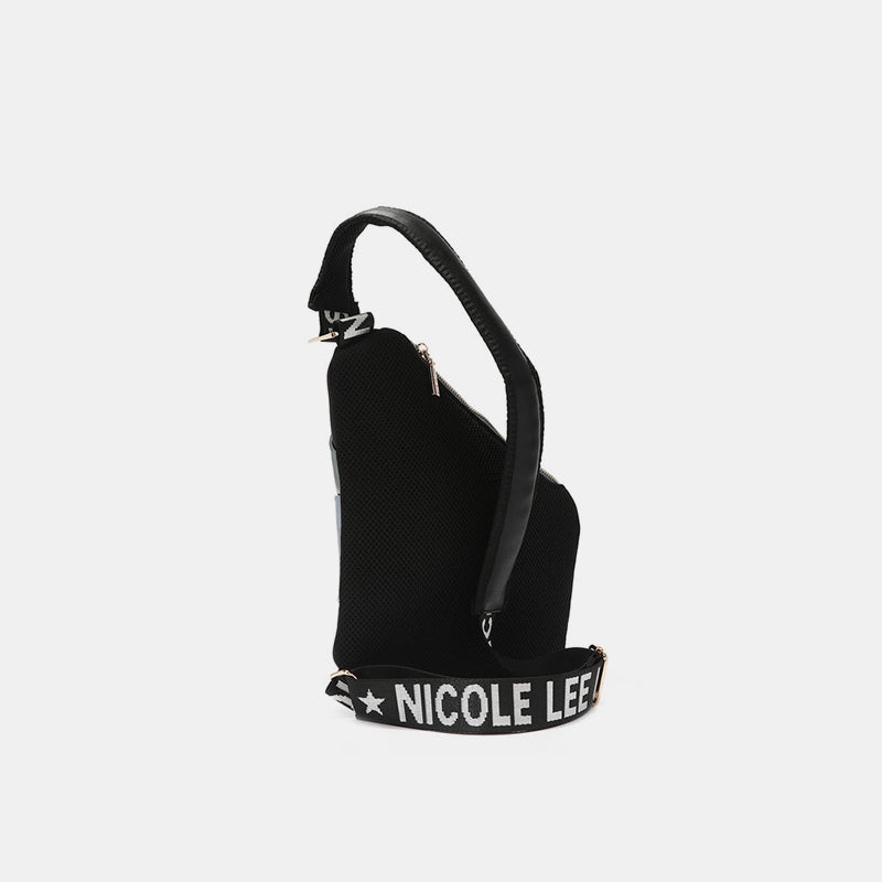 Sac à bandoulière en cuir vegan à motif léopard et lèvres de Nicole Lee USA