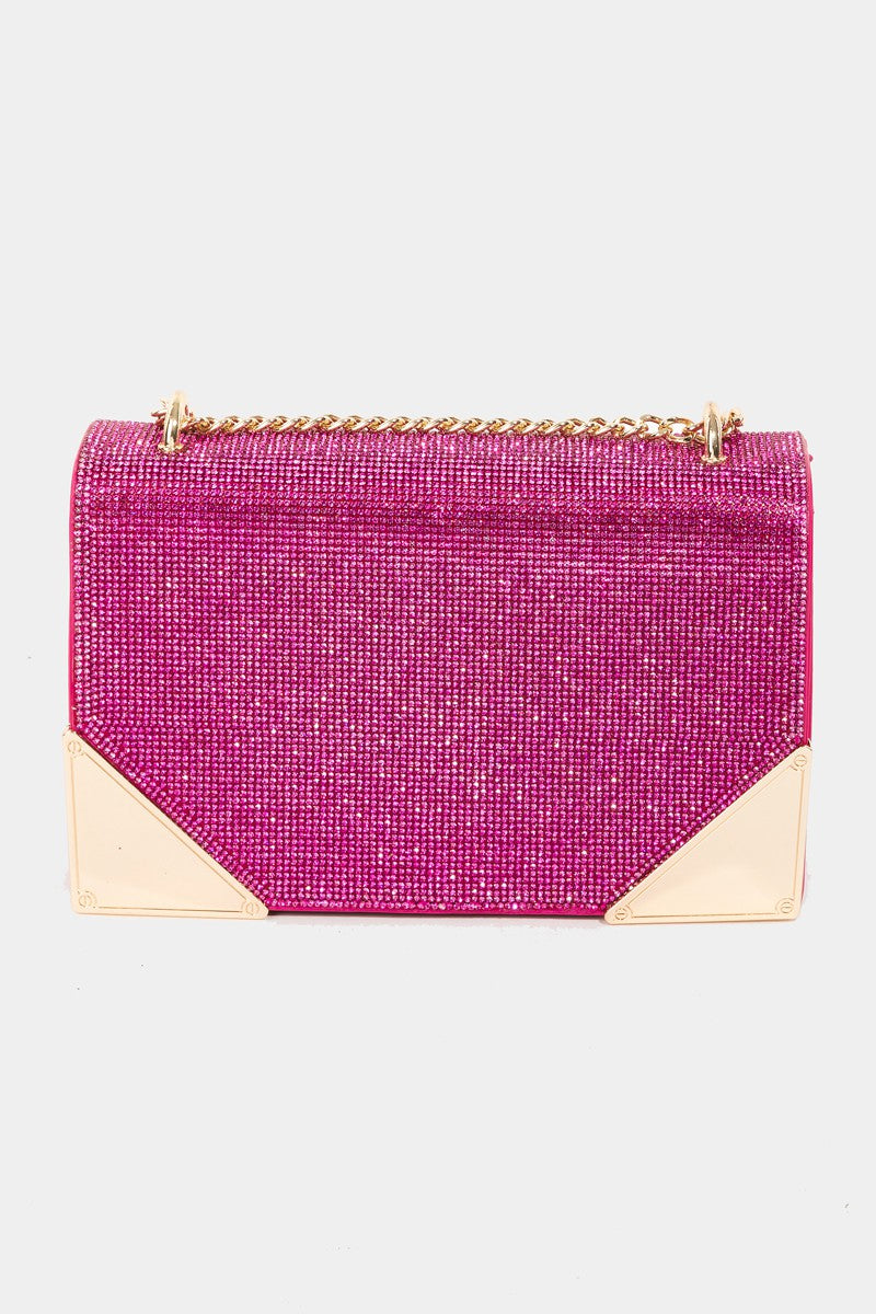 Sac à bandoulière rectangulaire avec strass Fame