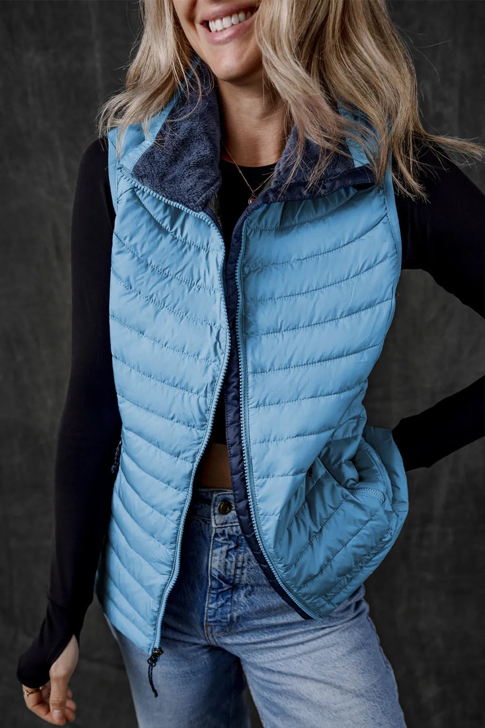 Gilet zippé à poches