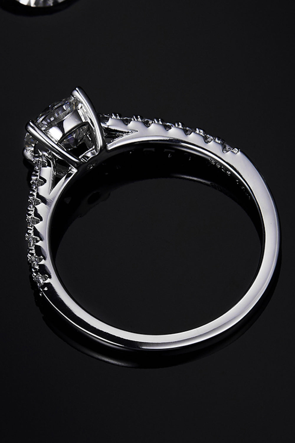 Bague en argent sterling 925 avec pierre latérale en moissanite de 1 carat