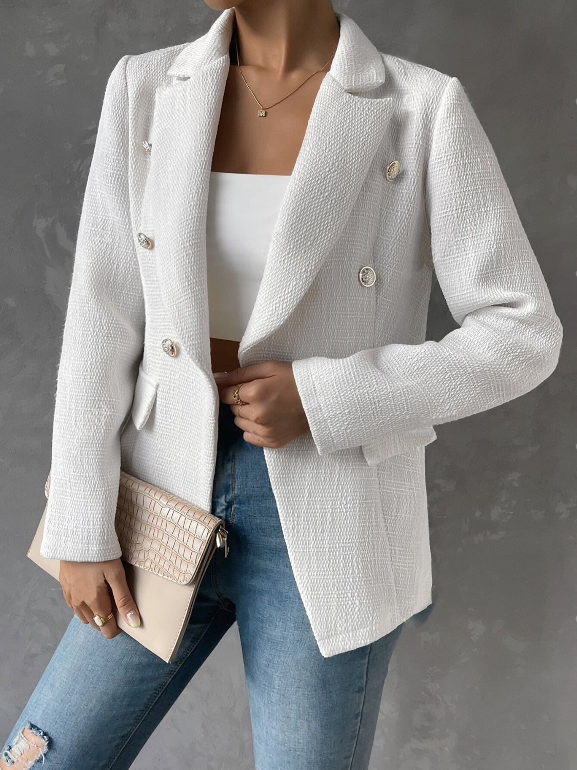 Blazer à manches longues avec col à revers et poches