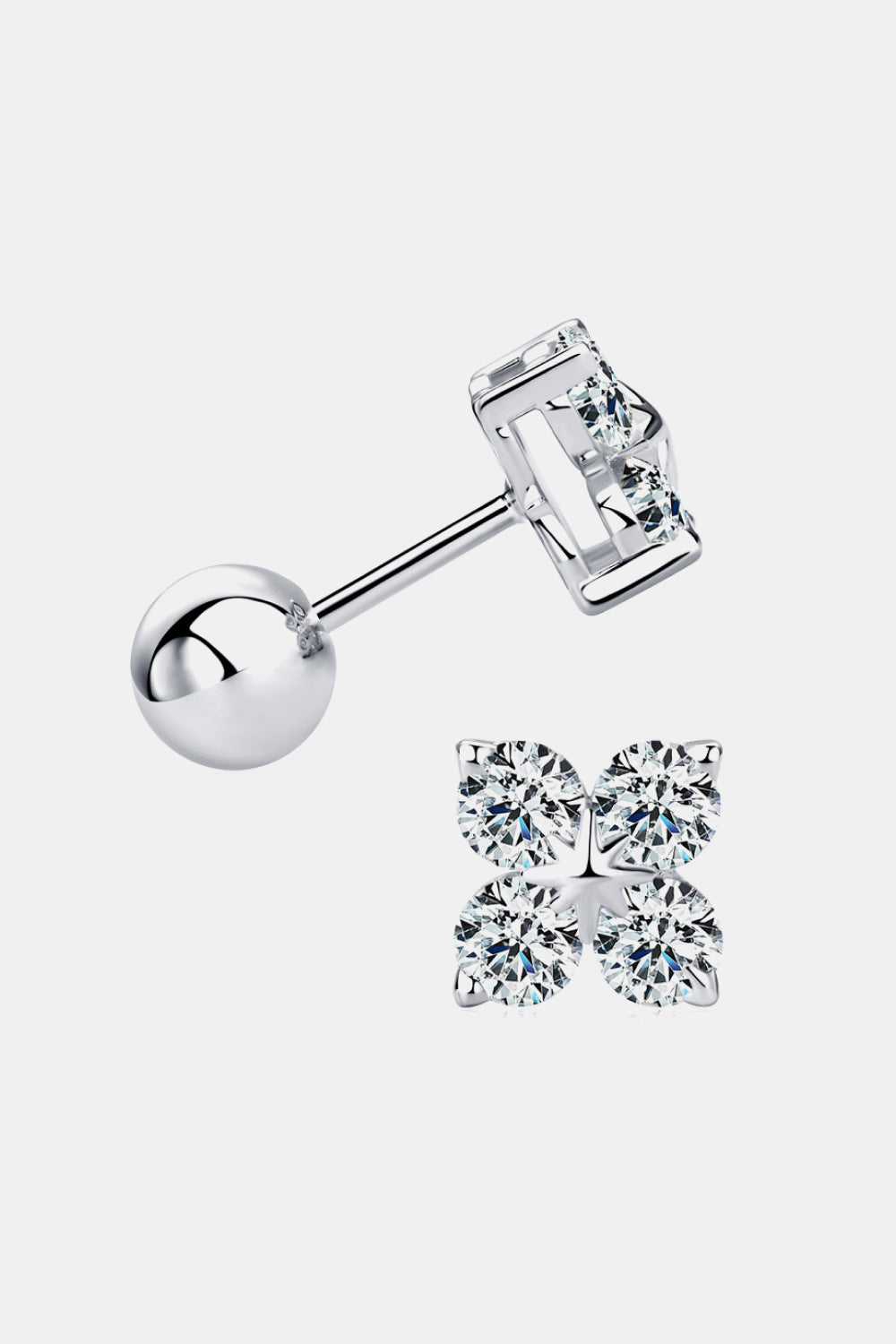 Boucles d'oreilles en argent sterling 925 en forme de trèfle à quatre feuilles avec moissanite