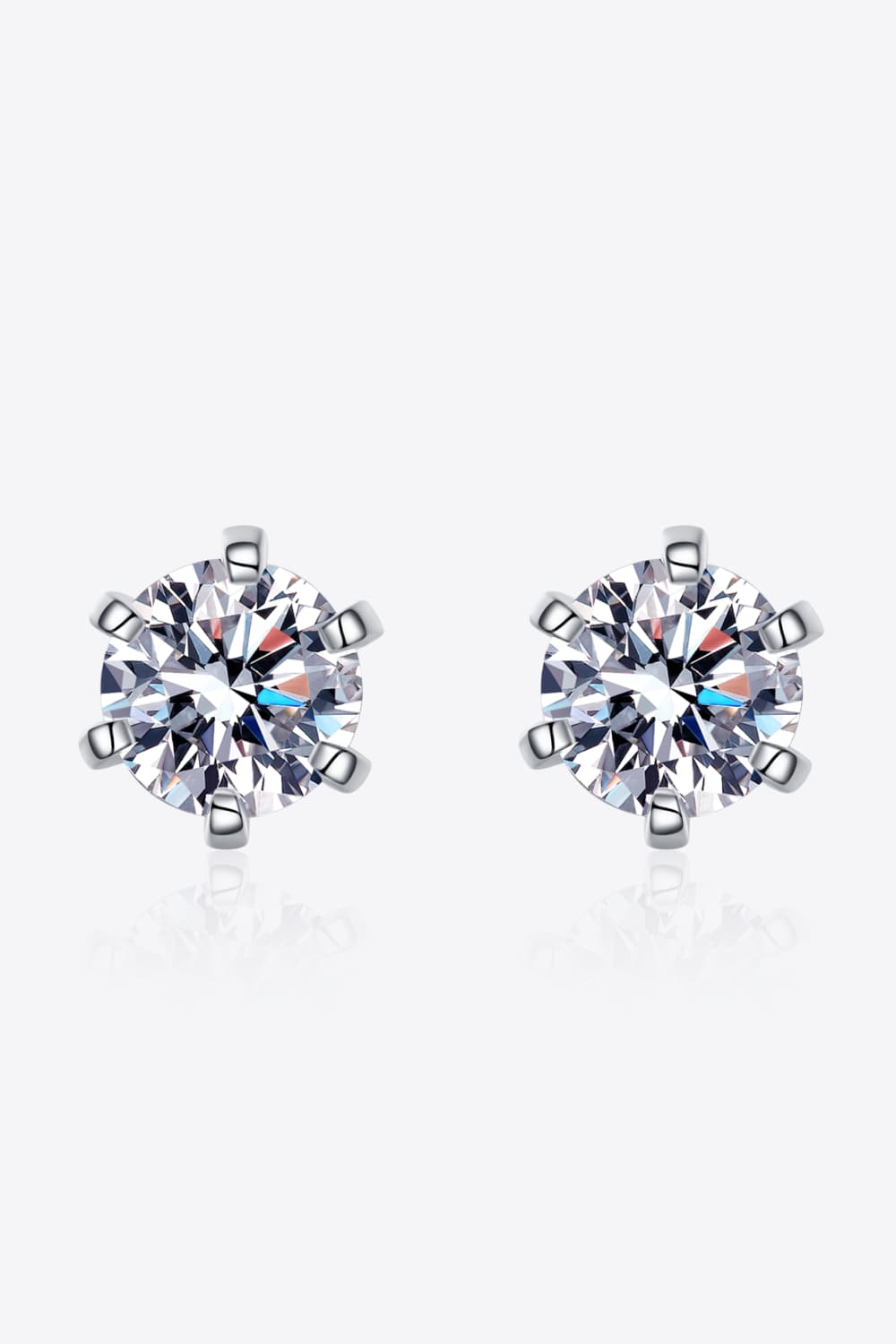 Boucles d'oreilles à tige en plaqué rhodium avec moissanite de 1 carat