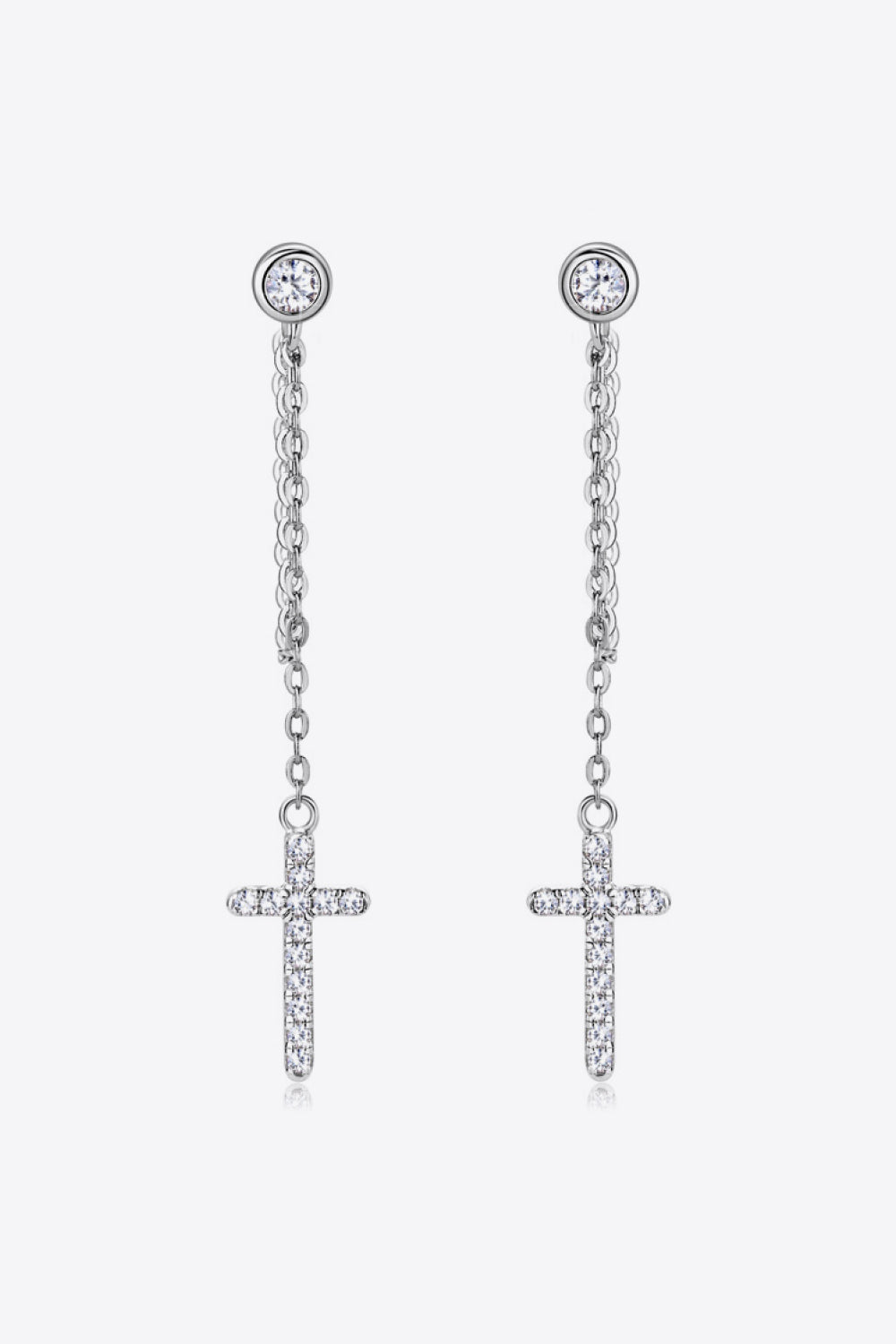 Boucles d'oreilles croix en argent sterling 925 et moissanite