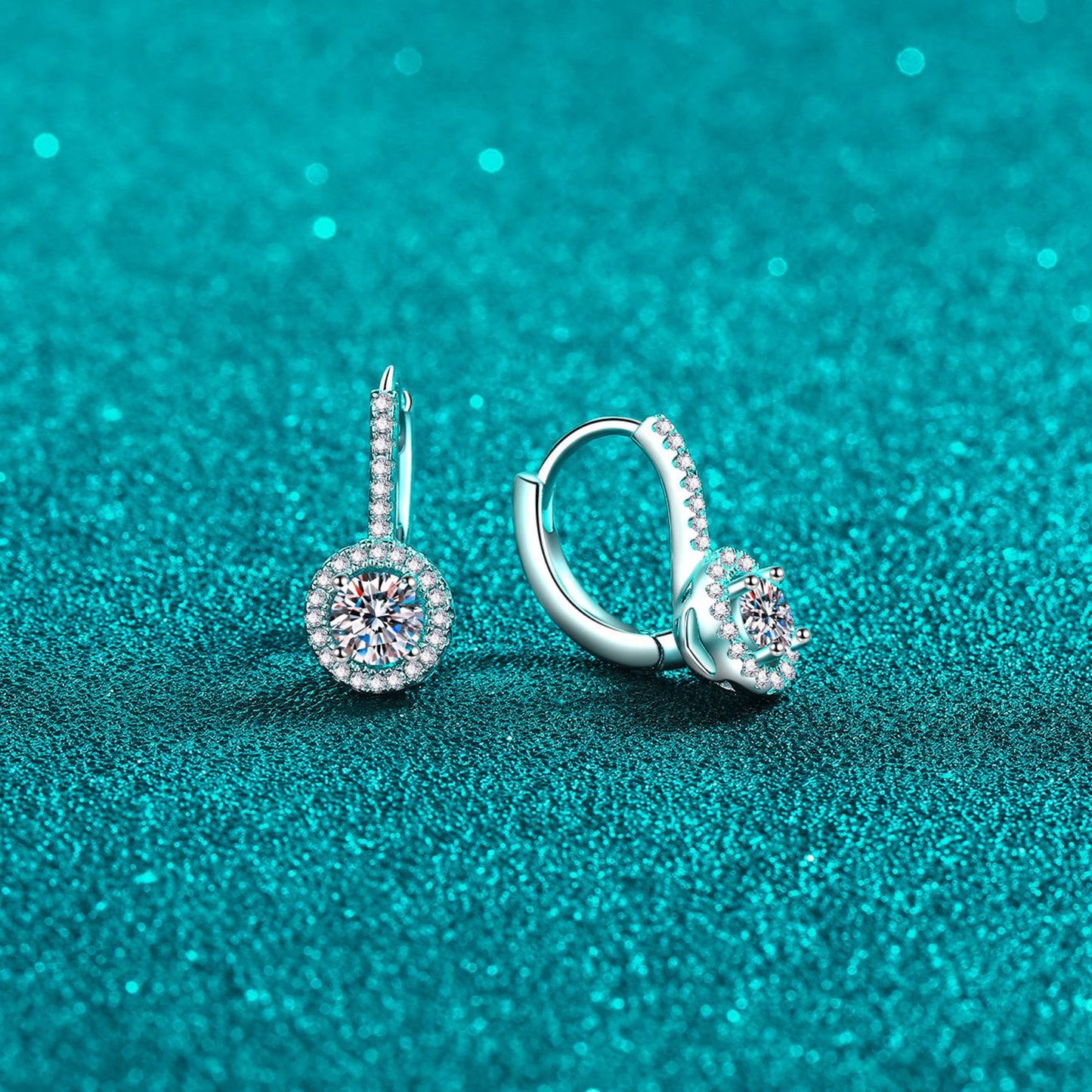 Boucles d'oreilles en argent sterling 925 avec moissanite de 1 carat