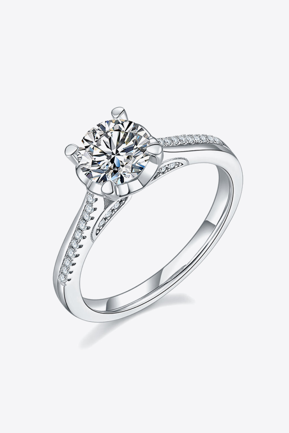 Bague en argent sterling 925 avec pierre latérale en moissanite de 1 carat adorée