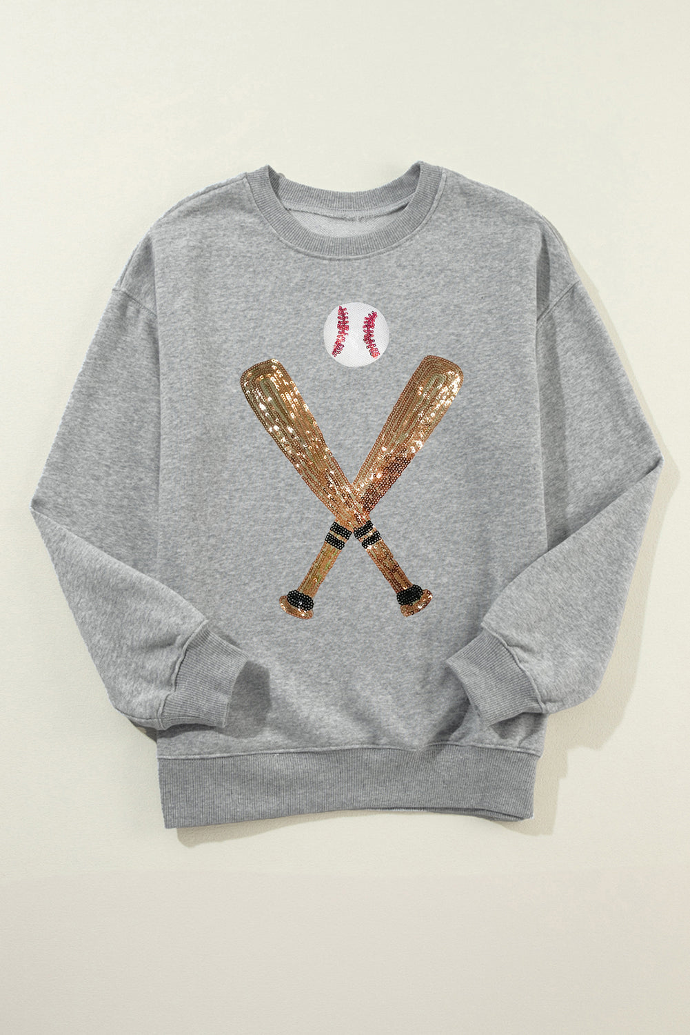 Sweat-shirt de baseball à manches longues et paillettes