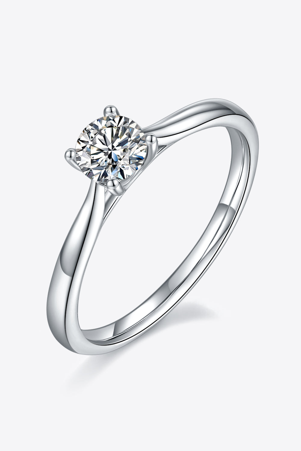 Bague solitaire en argent sterling 925 avec moissanite