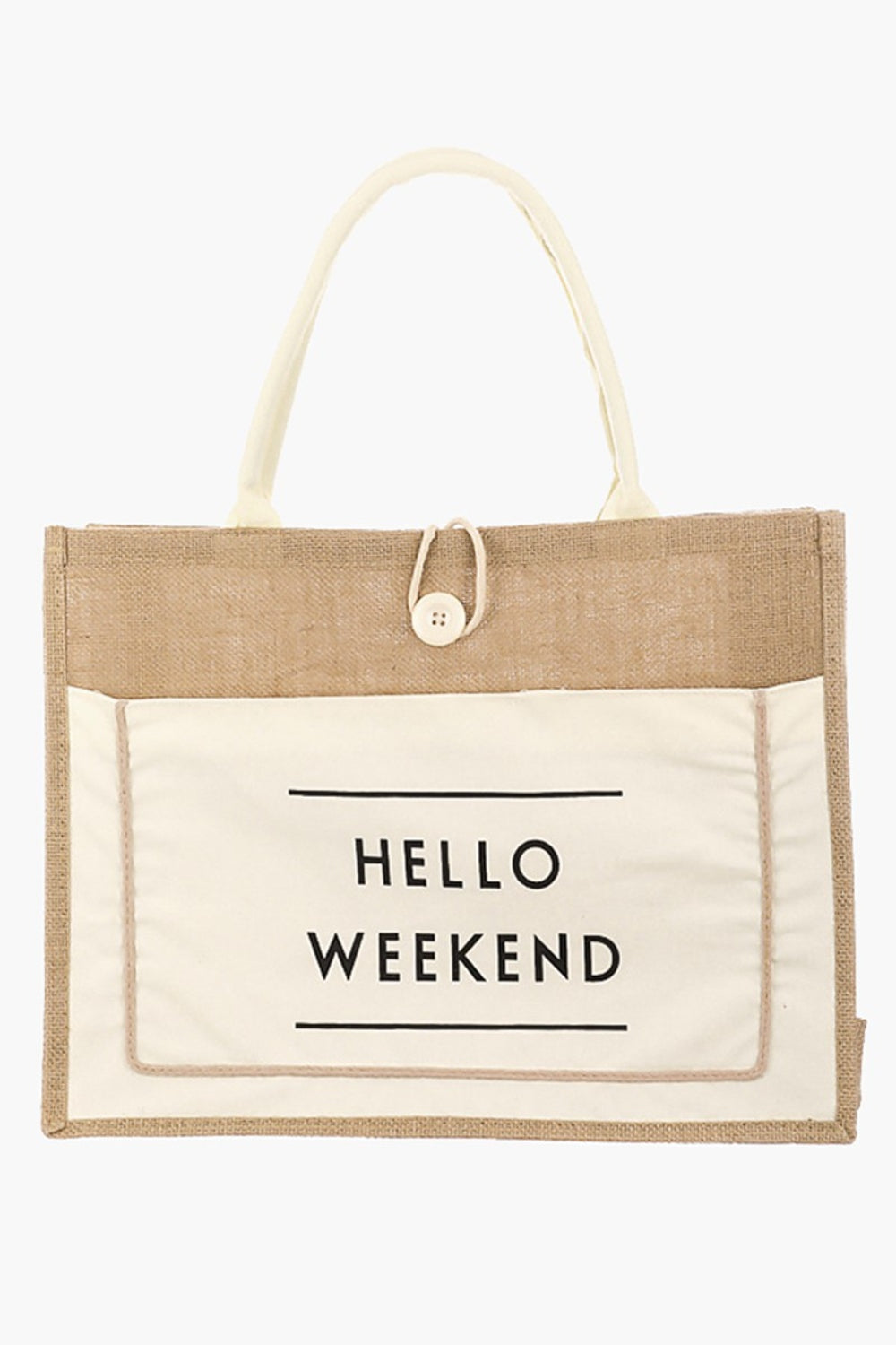 Sac fourre-tout en toile de jute Fame Hello Weekend